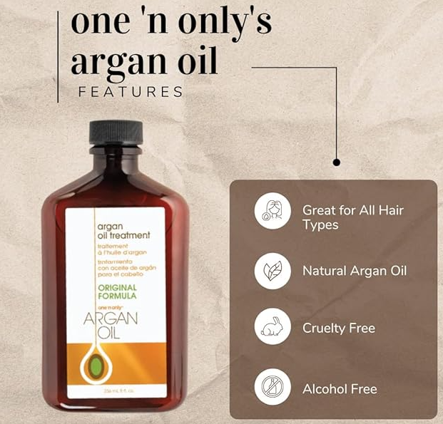 Argan Oil Hair Treatment, Helps Smooth and Strengthen Damaged Hair, Eliminates Frizz, Creates Brilliant Shines, Non-Greasy Formula, 8 Fl. Oz