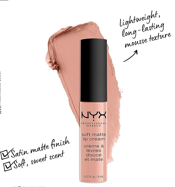 NYX PROFESSIONAL MAKEUP Soft Matte Lip Cream, Lightweight Liquid Lipstick - Cannes (Matte Muted Mauve)