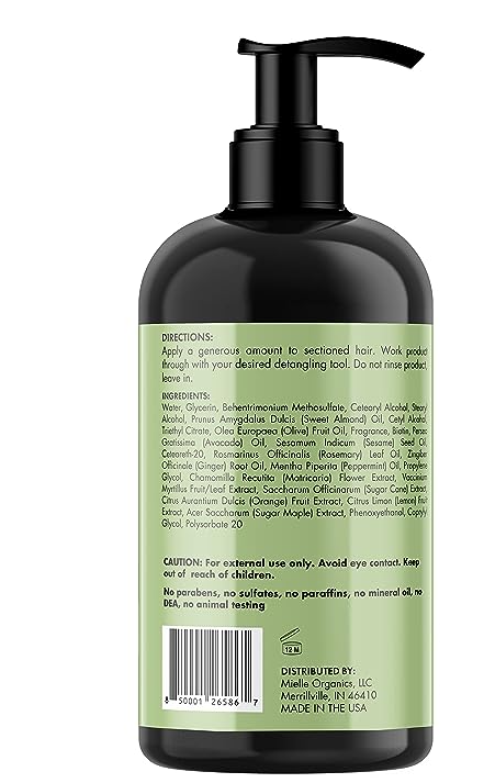 Mielle Organics Rosemary Mint Strengthening Leave-In Conditioner, Supports Hair Strength, Smooth Conditioner